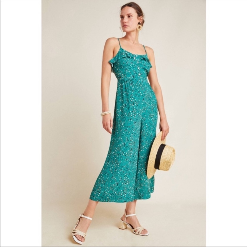 Kachel x Anthropologie Leo print jade jumpsuit